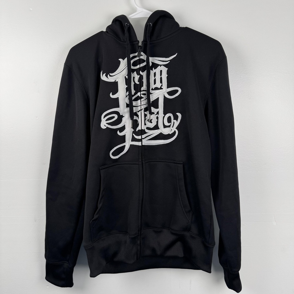 Iron Fist Hoodie Mens Medium Full Zip Embroidered Sweatshirt Gothic Streetwear